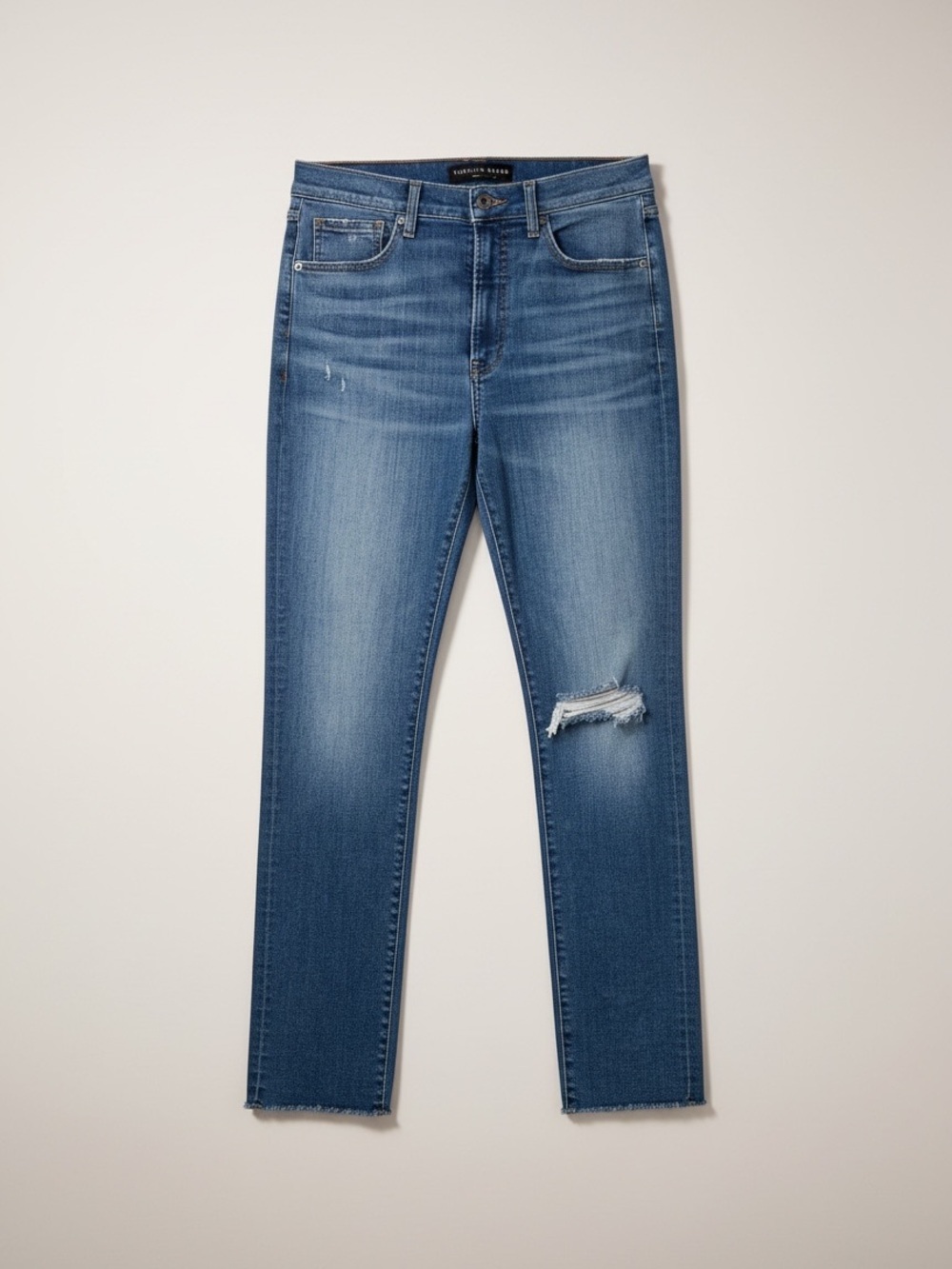 VERONICA Beard Womens Size 30/10 Blue Distressed Jeans Raw Hem Straight Leg